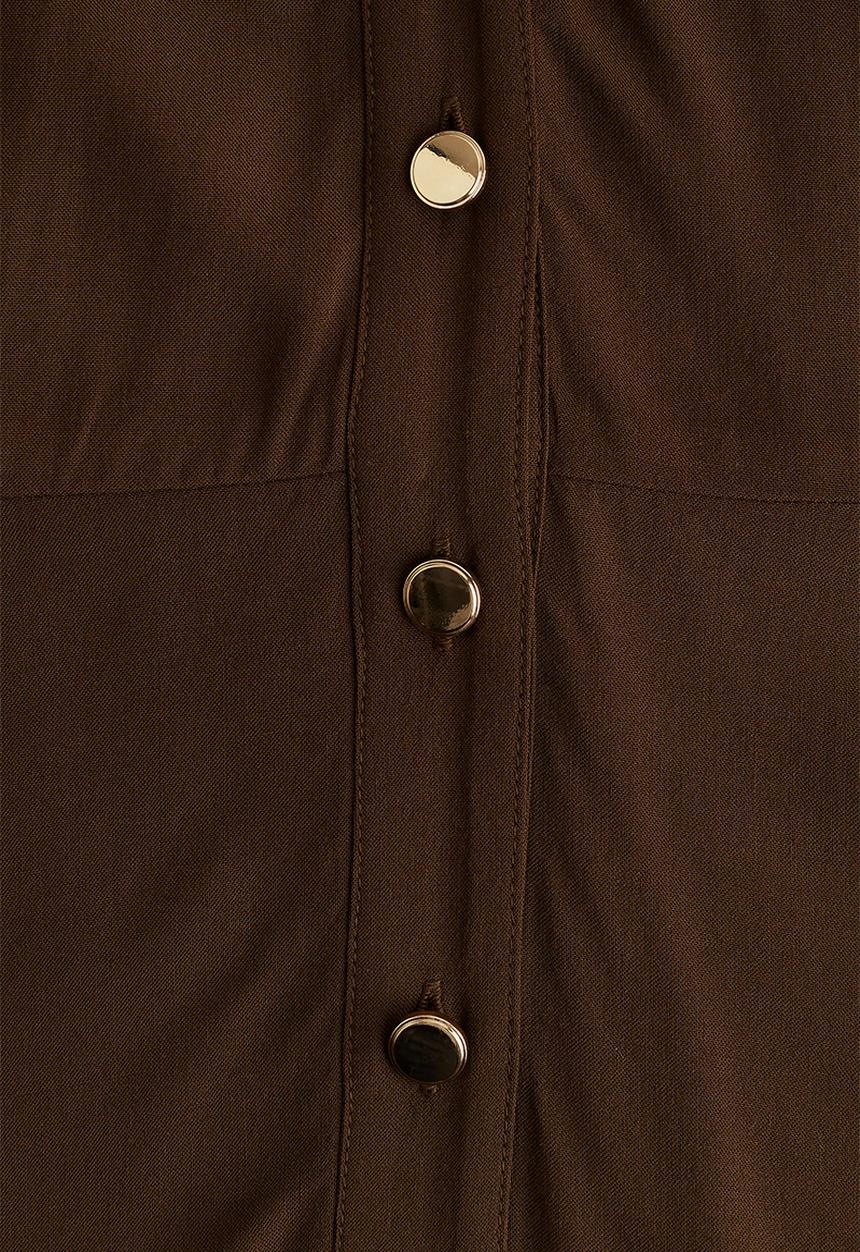 H&M - Tie-belt shirt dress - dark khaki green