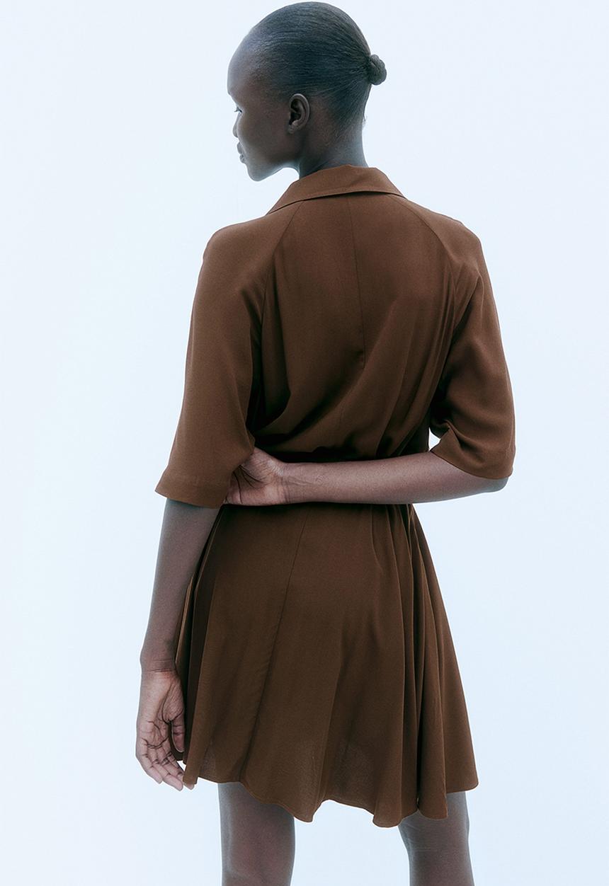 H&M - Tie-belt shirt dress - dark khaki green