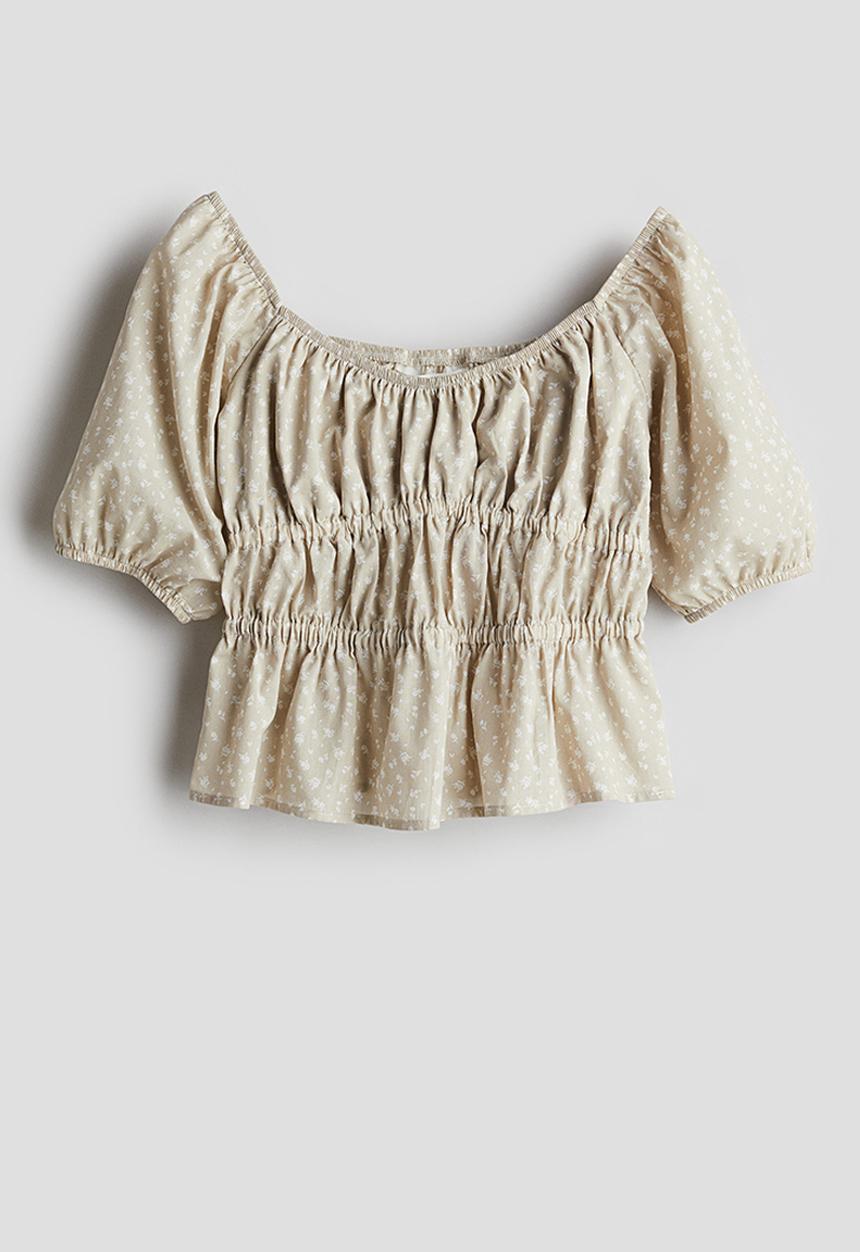 H&M - Peplum cotton blouse - beige/floral