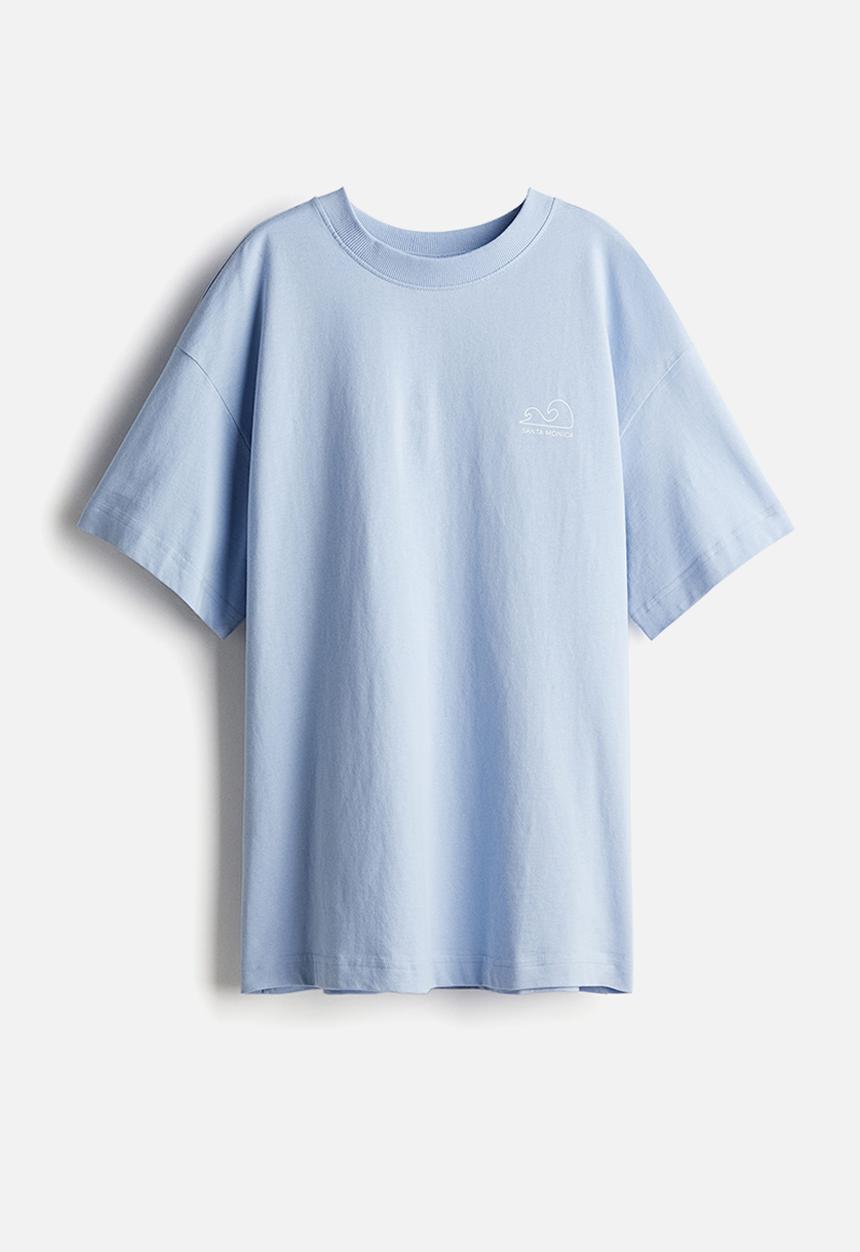 H&M - Oversized printed T-shirt - light blue malibu