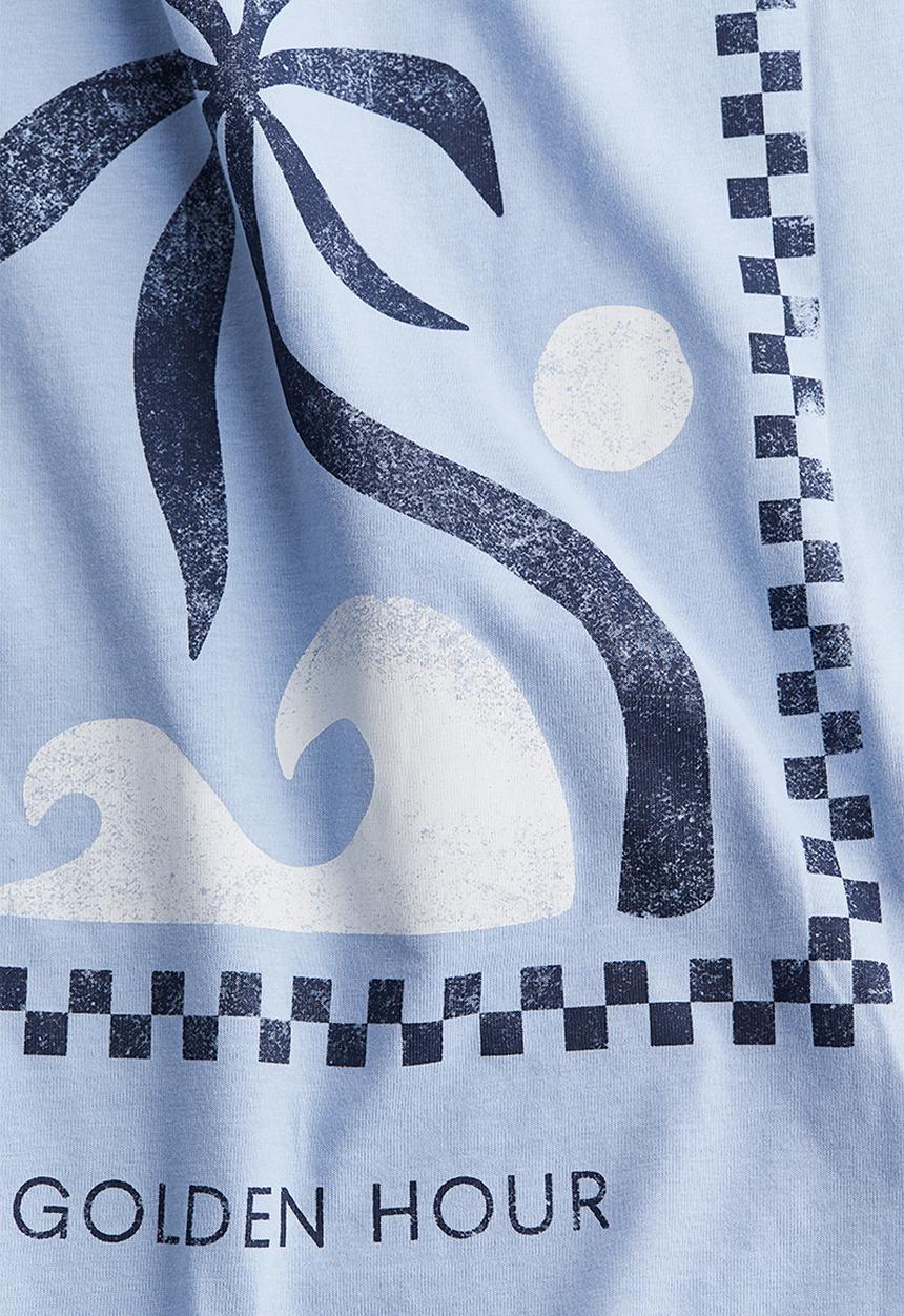 H&M - Oversized printed T-shirt - light blue malibu