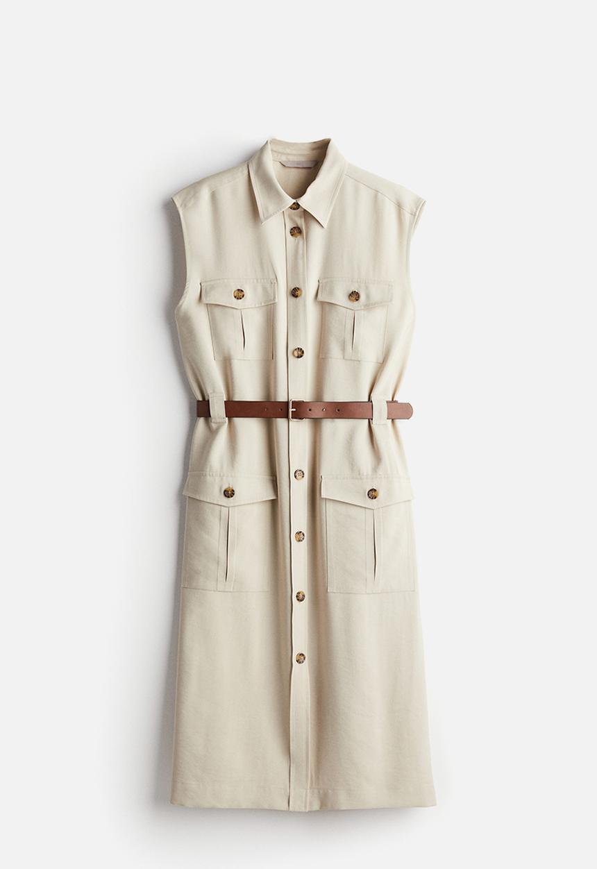 H&M - Belted cargo dress - light beige