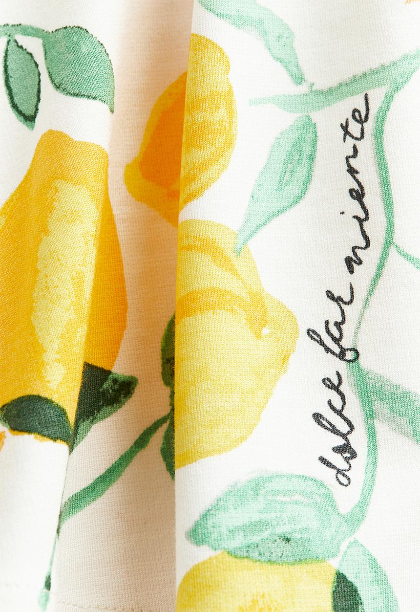 H&M - A-line skirt - cream/lemons