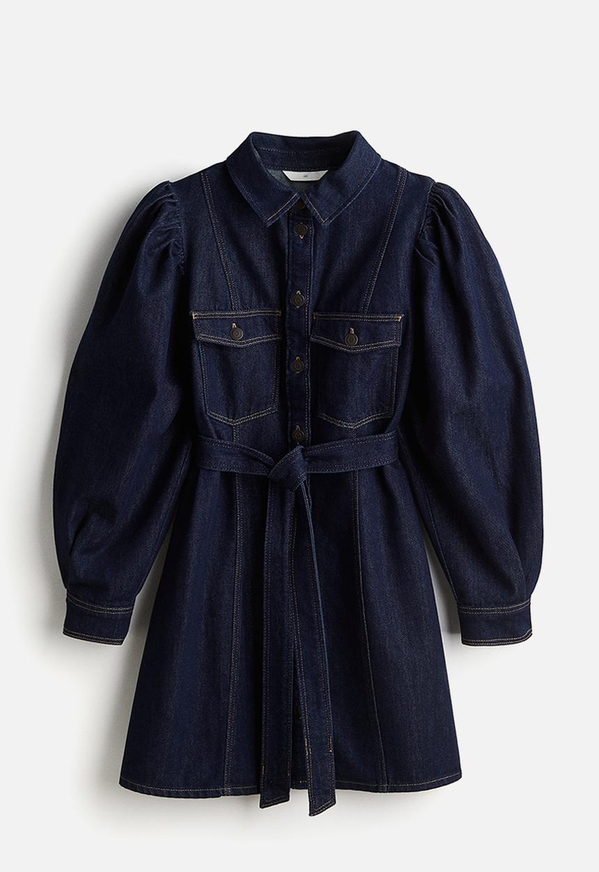 H&M - Tie-belt denim dress - dark denim blue