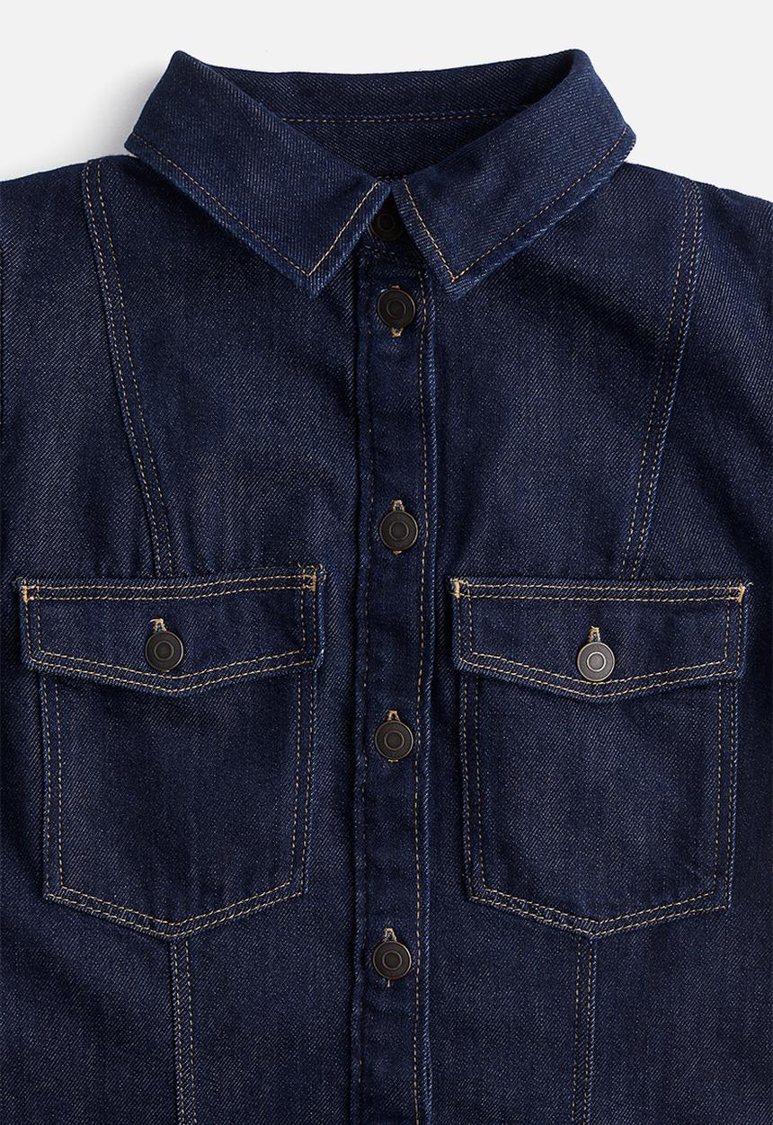 H&M - Tie-belt denim dress - dark denim blue