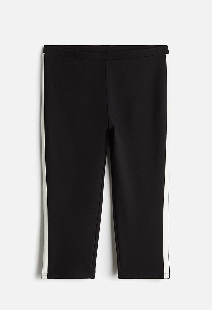 H&M - Side-striped capri leggings - black