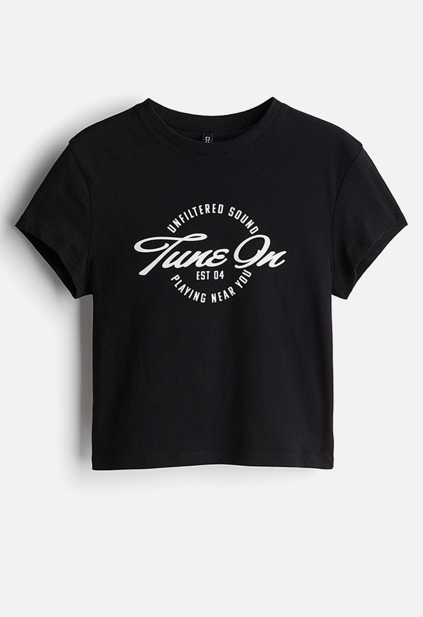 H&M - Printed T-shirt - black