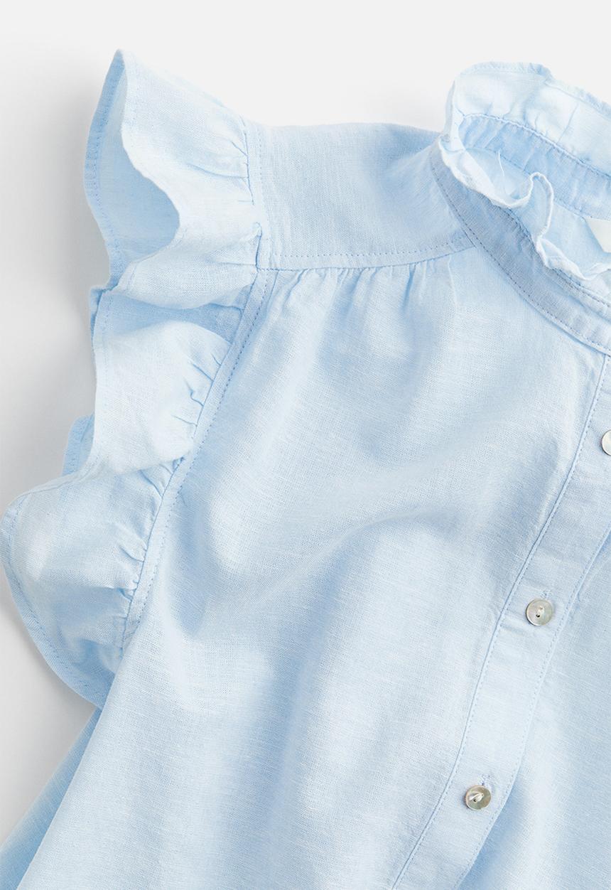 H&M - Linen-blend blouse - light blue