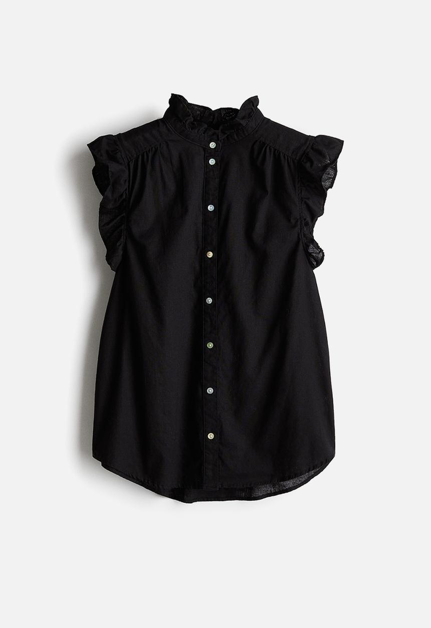 H&M - Linen-blend blouse - black