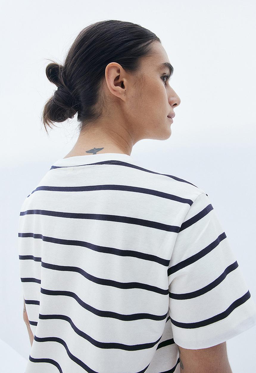 H&M - Cotton T-shirt dress - white/black striped 