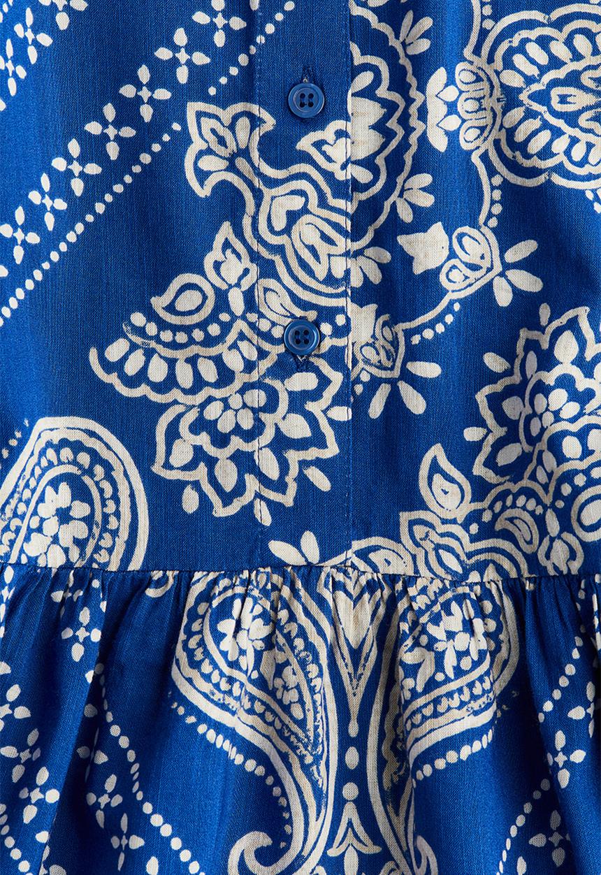 H&M - Frilled-collar dress - bright blue/paisley-patterned