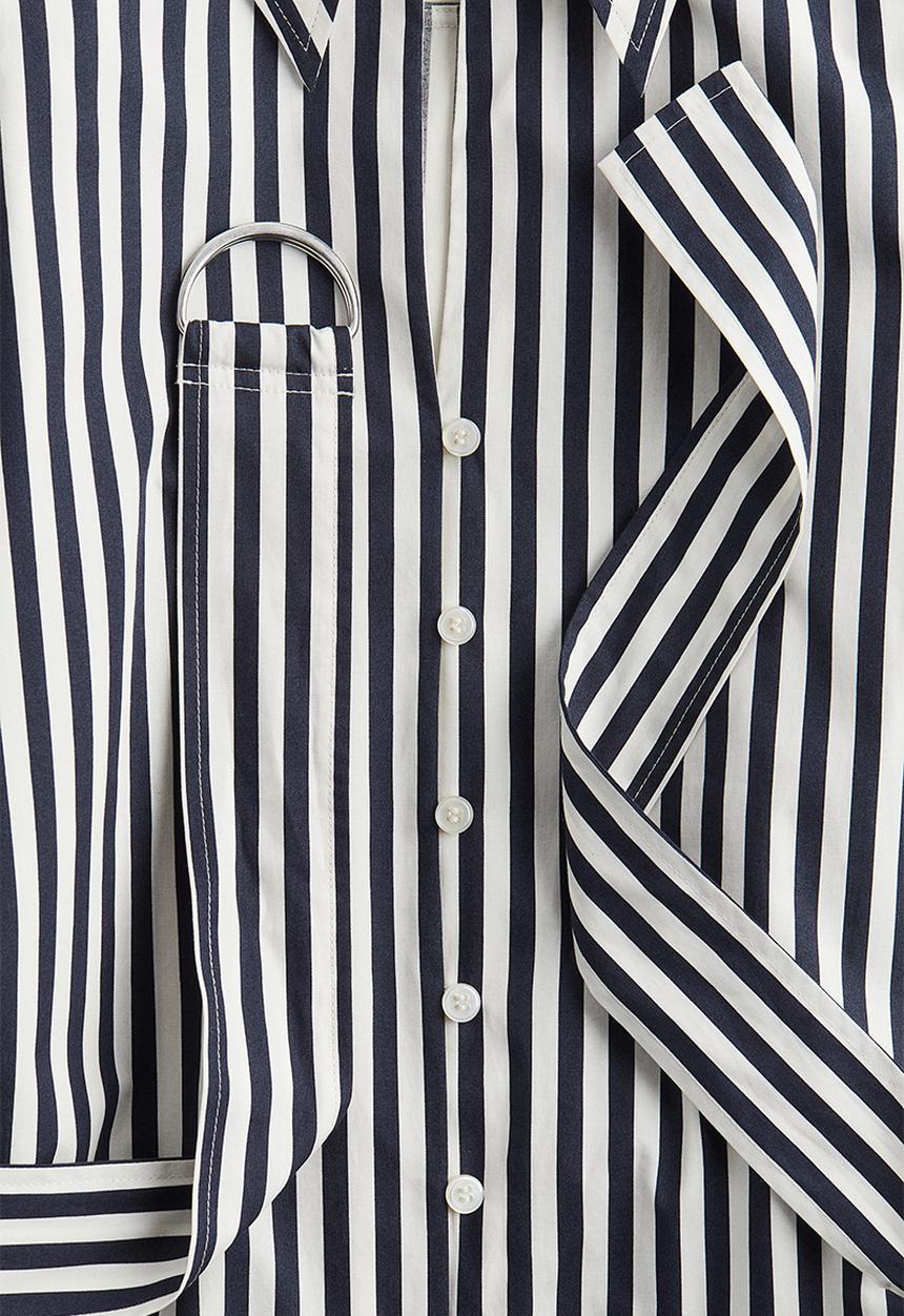 H&M - Belted shirt dress - navy blue/striped