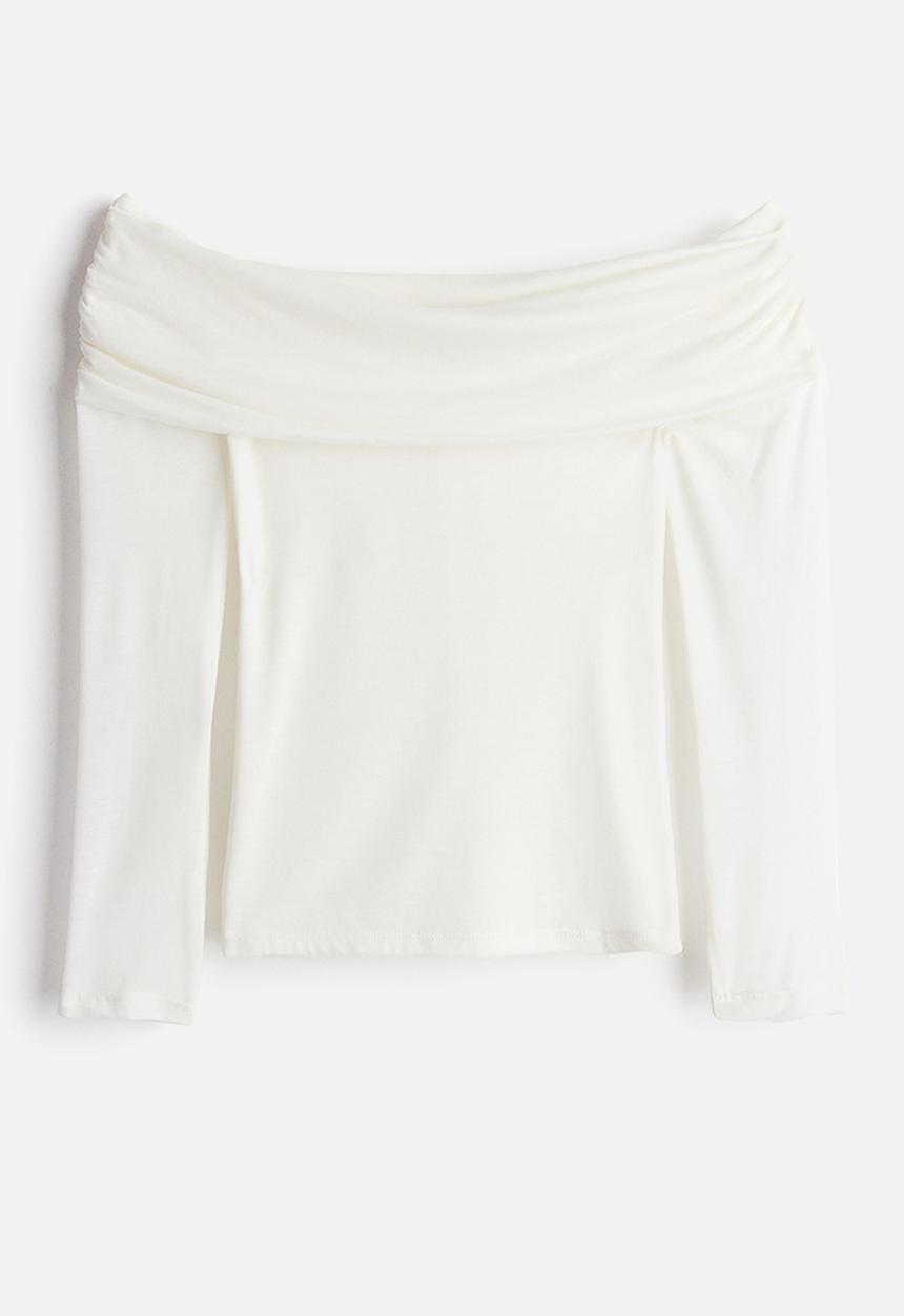 H&M - Sheer off-the-shoulder top - cream