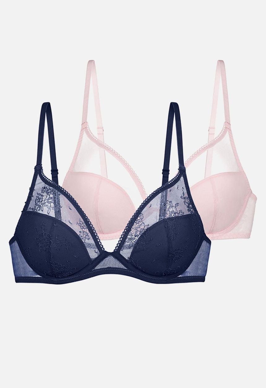 DORINA - Plus Talia 2 pack plunge bra - blue & pink