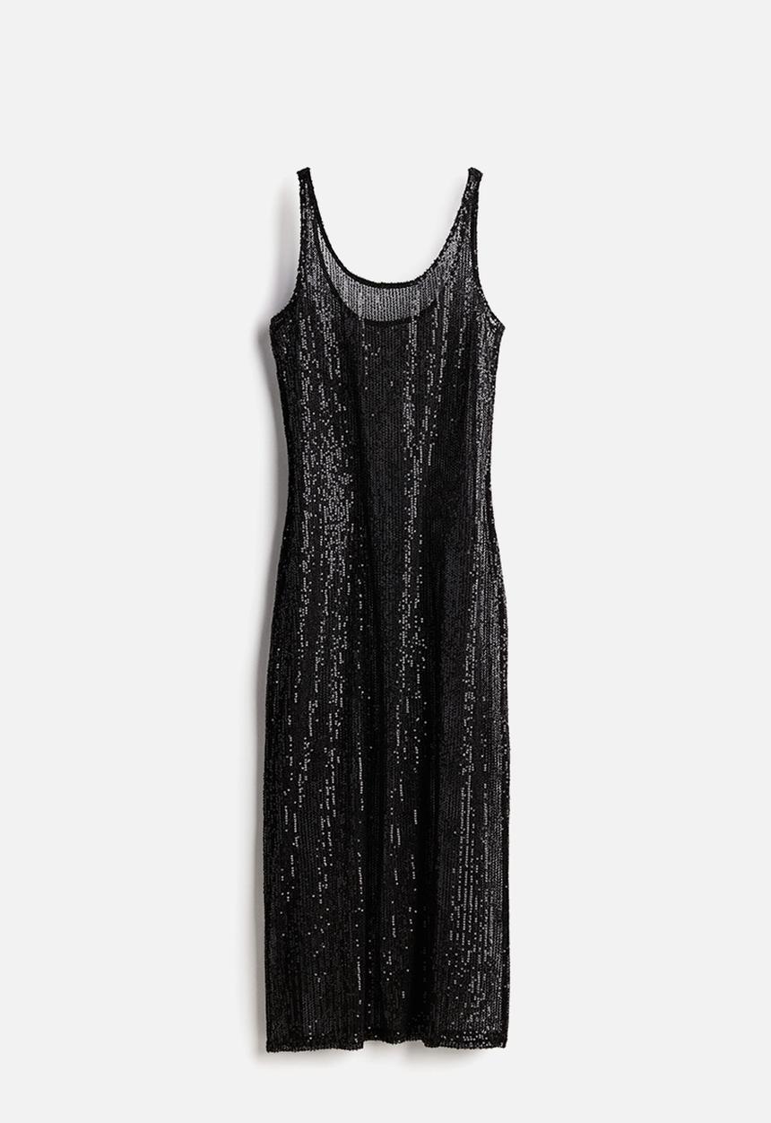 H&M - Sequined fishnet dress - black