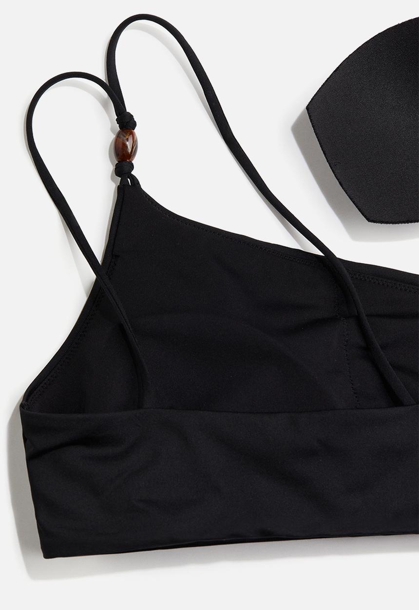 H&M - Padded one-shoulder bikini top - black