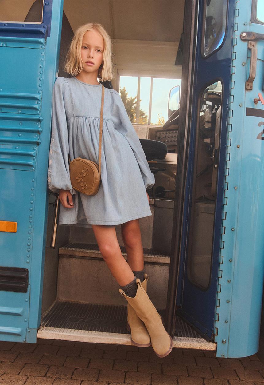 MANGO - Dress molly - open blue