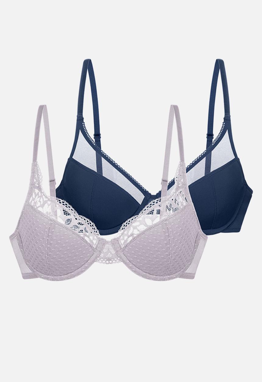 DORINA - Plus Sierra 2 pack demi bra - lilac & blue