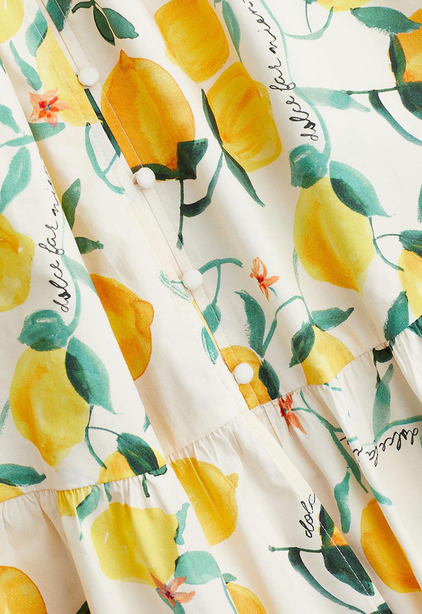 H&M - Tiered strappy dress - cream/lemons