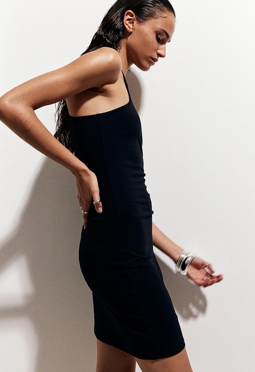 H&M - Ribbed bodycon dress - black