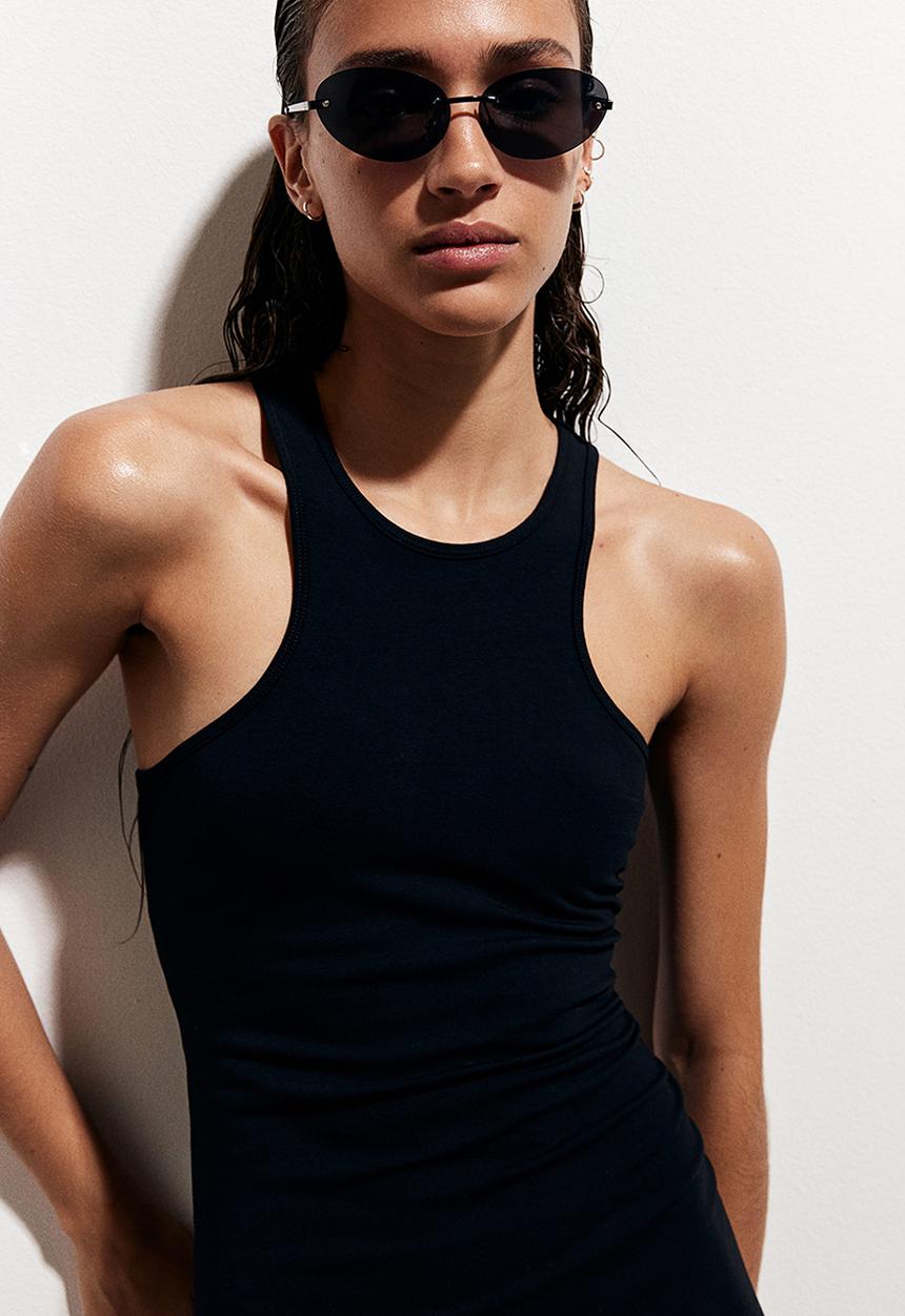 H&M - Ribbed bodycon dress - black