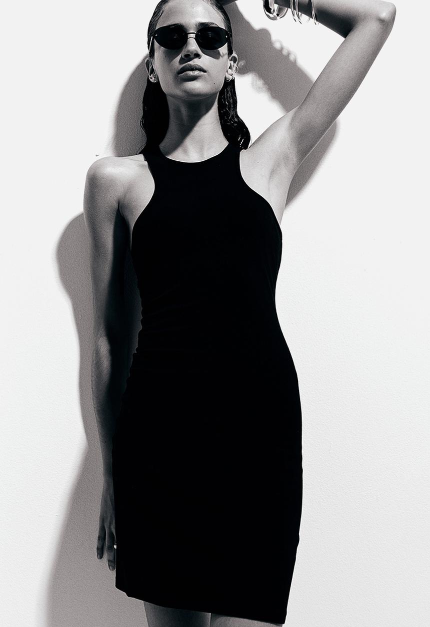 H&M - Ribbed bodycon dress - black