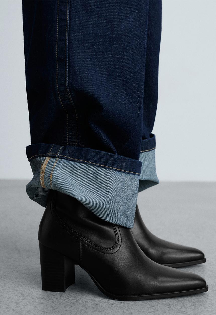 MANGO - Lily leather boot - black
