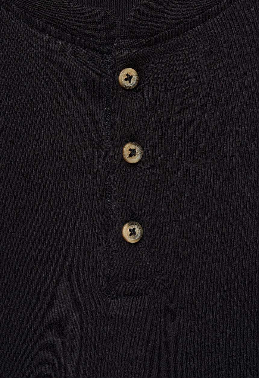 MANGO - T-shirt henley71 - black