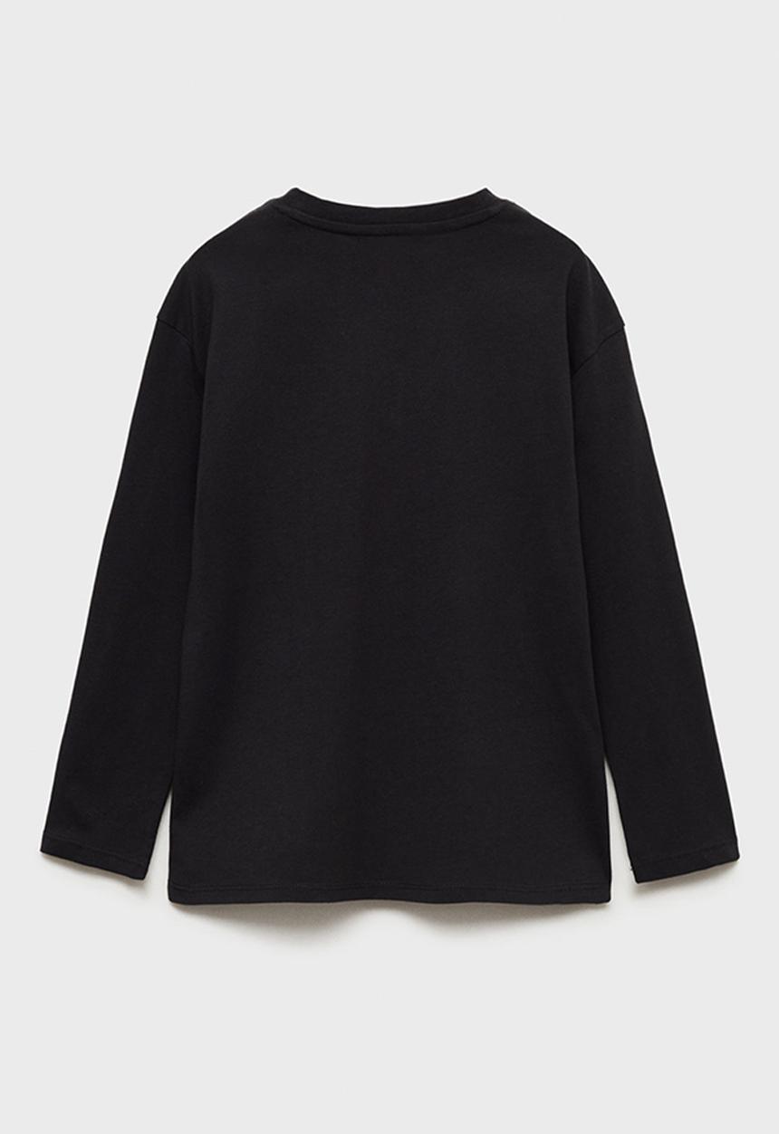 MANGO - T-shirt henley71 - black