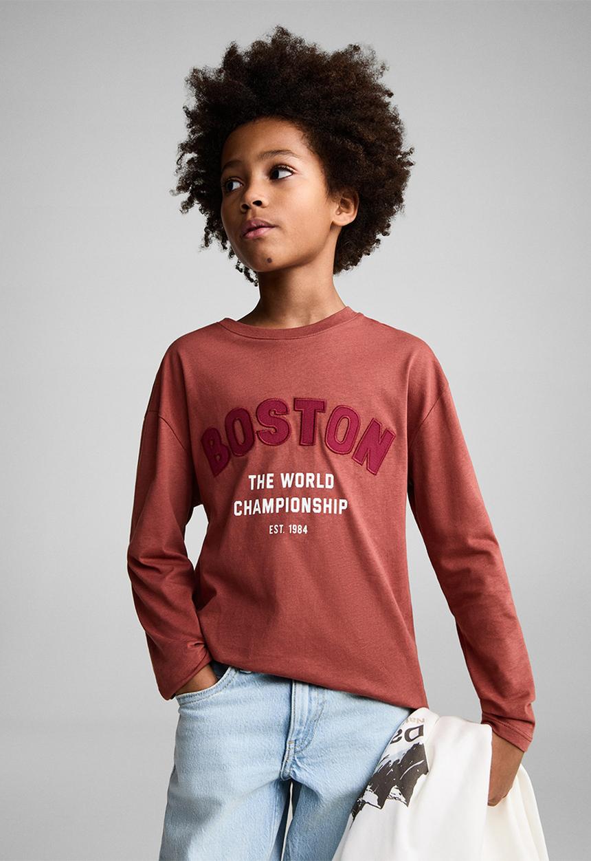 MANGO - T-shirt boston - dark red