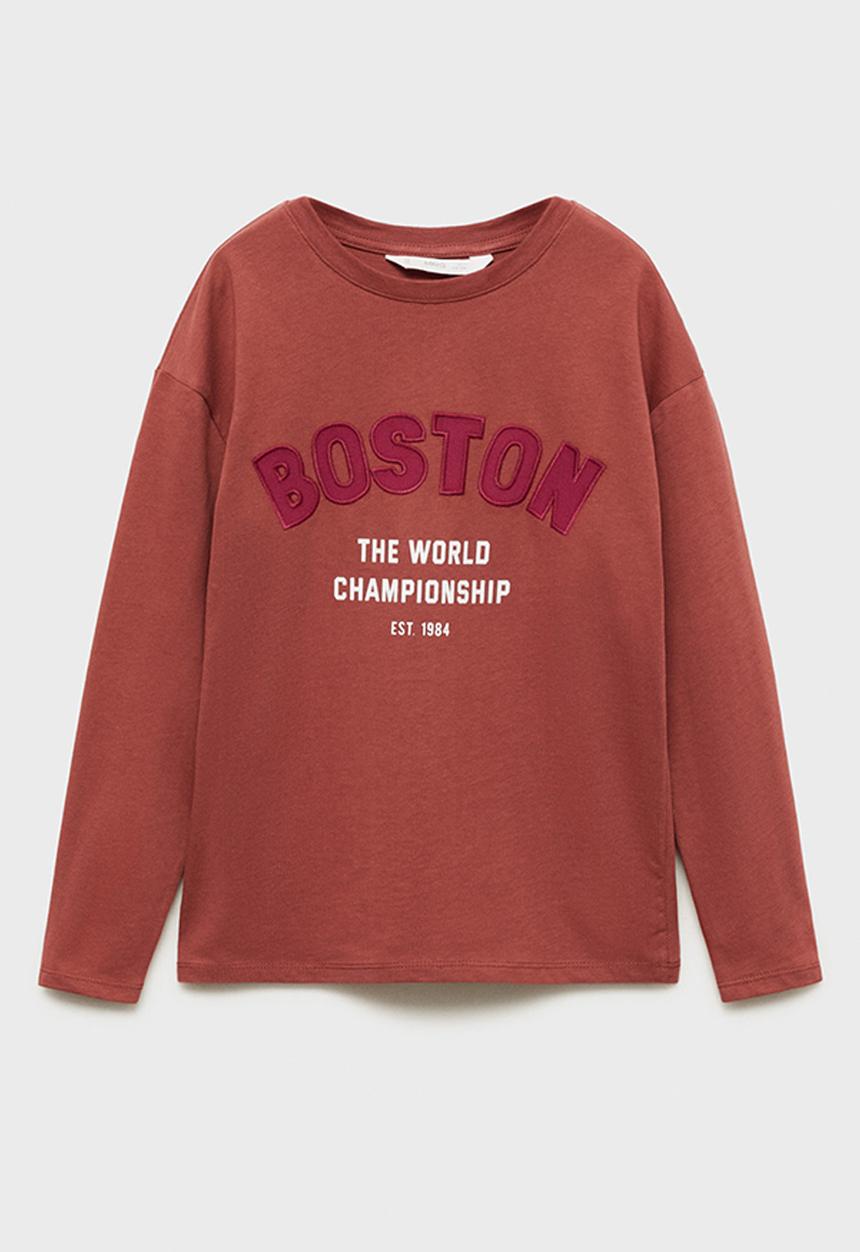 MANGO - T-shirt boston - dark red