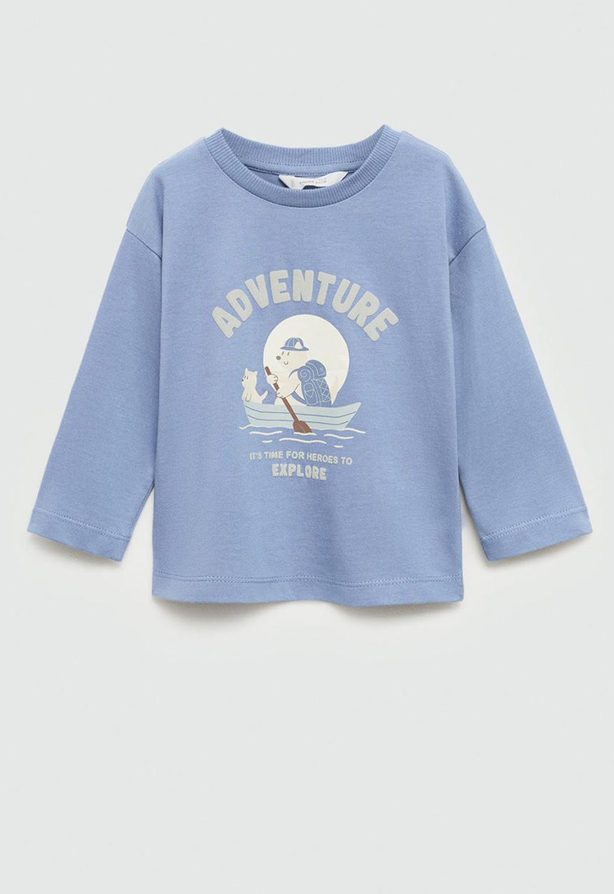 MANGO - T-shirt fishing - medium blue
