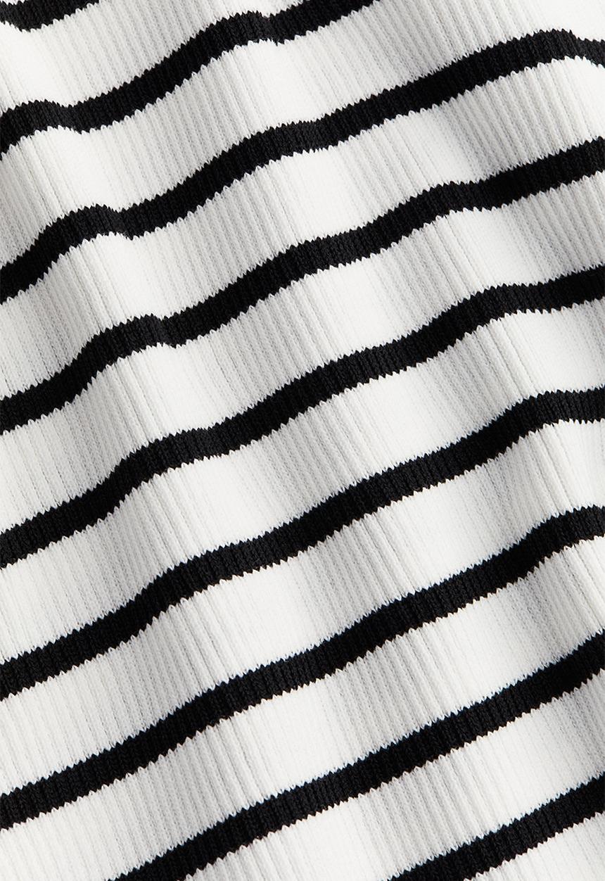H&M - Flared-skirt rib-knit dress - white/striped