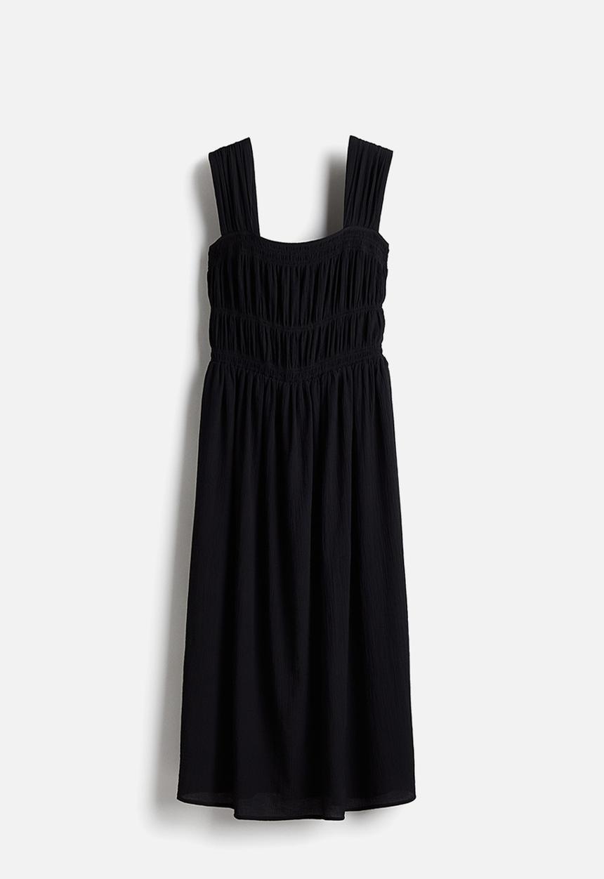 H&M - Smocked-bodice dress - black