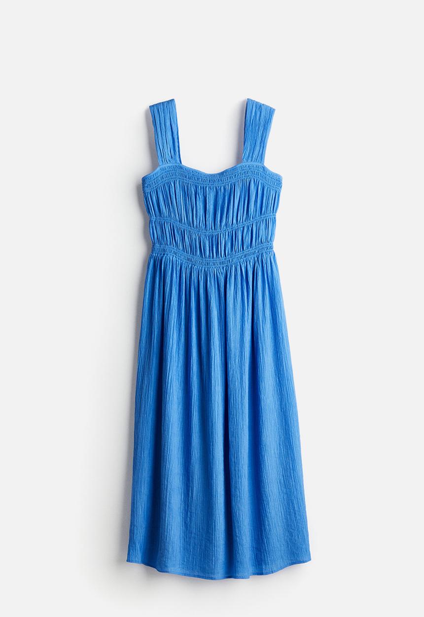 H&M - Smocked-bodice dress - blue