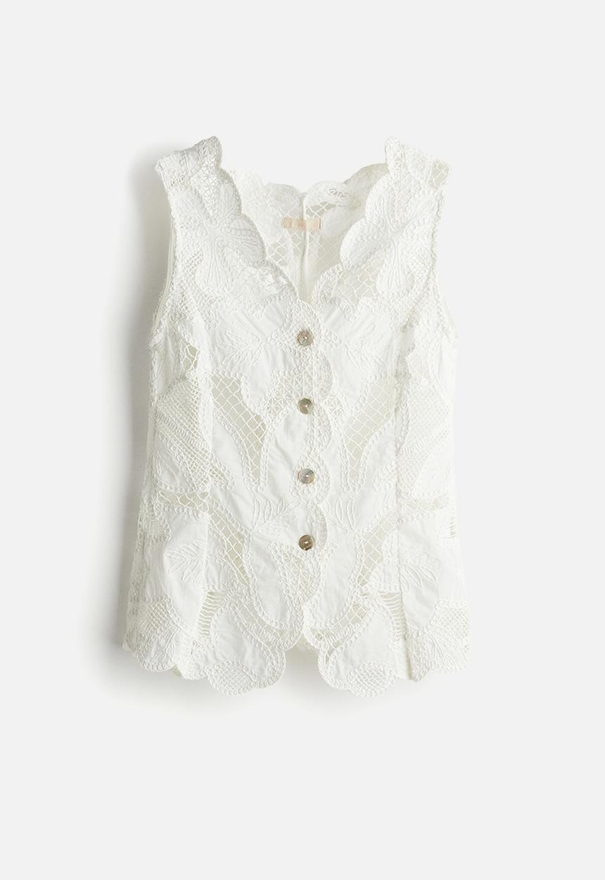 H&M - Broderie anglaise waistcoat - white