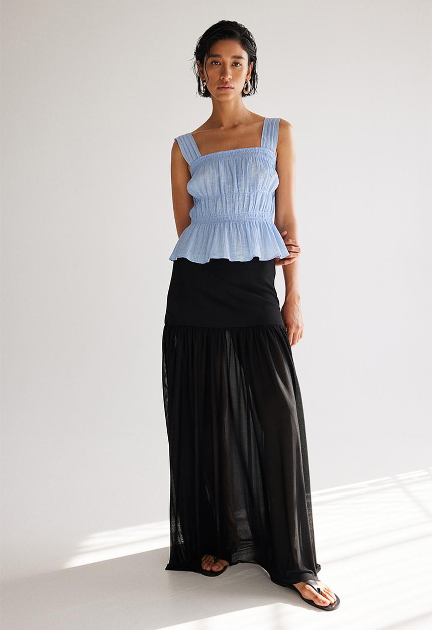 H&M - Crêpe peplum top - light blue