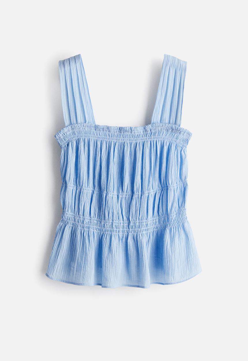 H&M - Crêpe peplum top - light blue