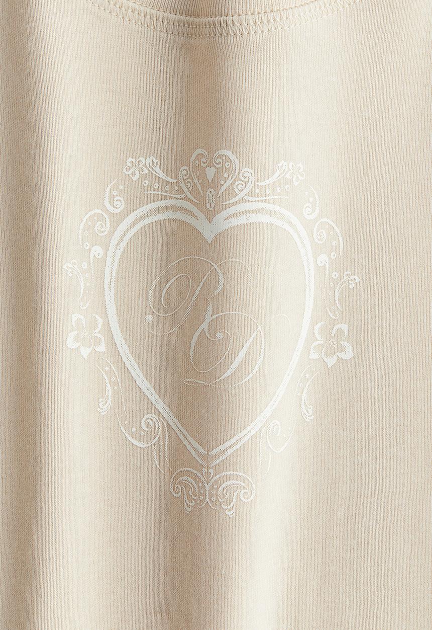 H&M - Ribbed T-shirt - light beige/heart