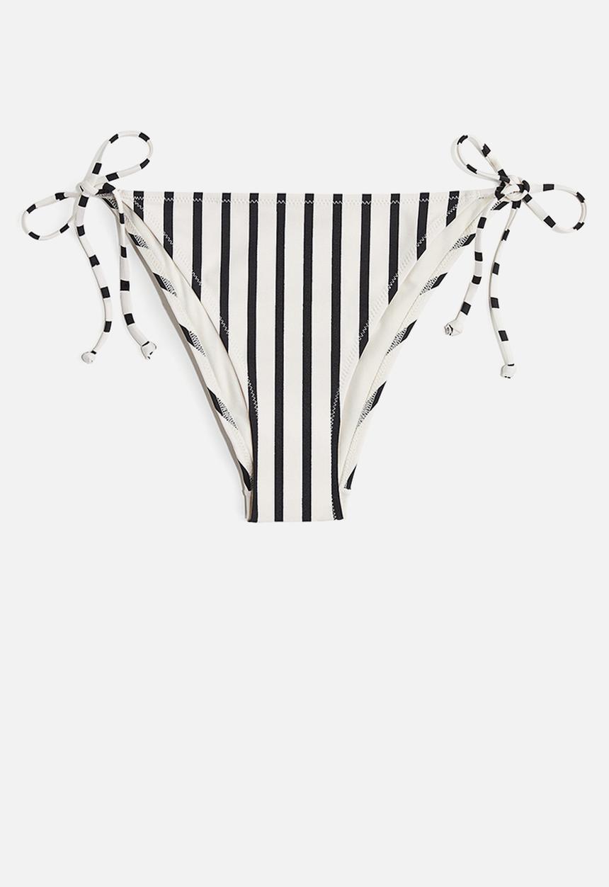 H&M - Tie tanga bikini bottoms - white/black striped