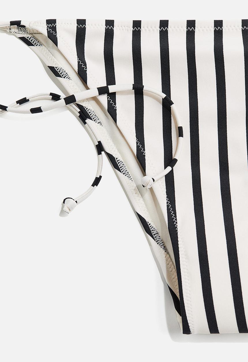 H&M - Tie tanga bikini bottoms - white/black striped