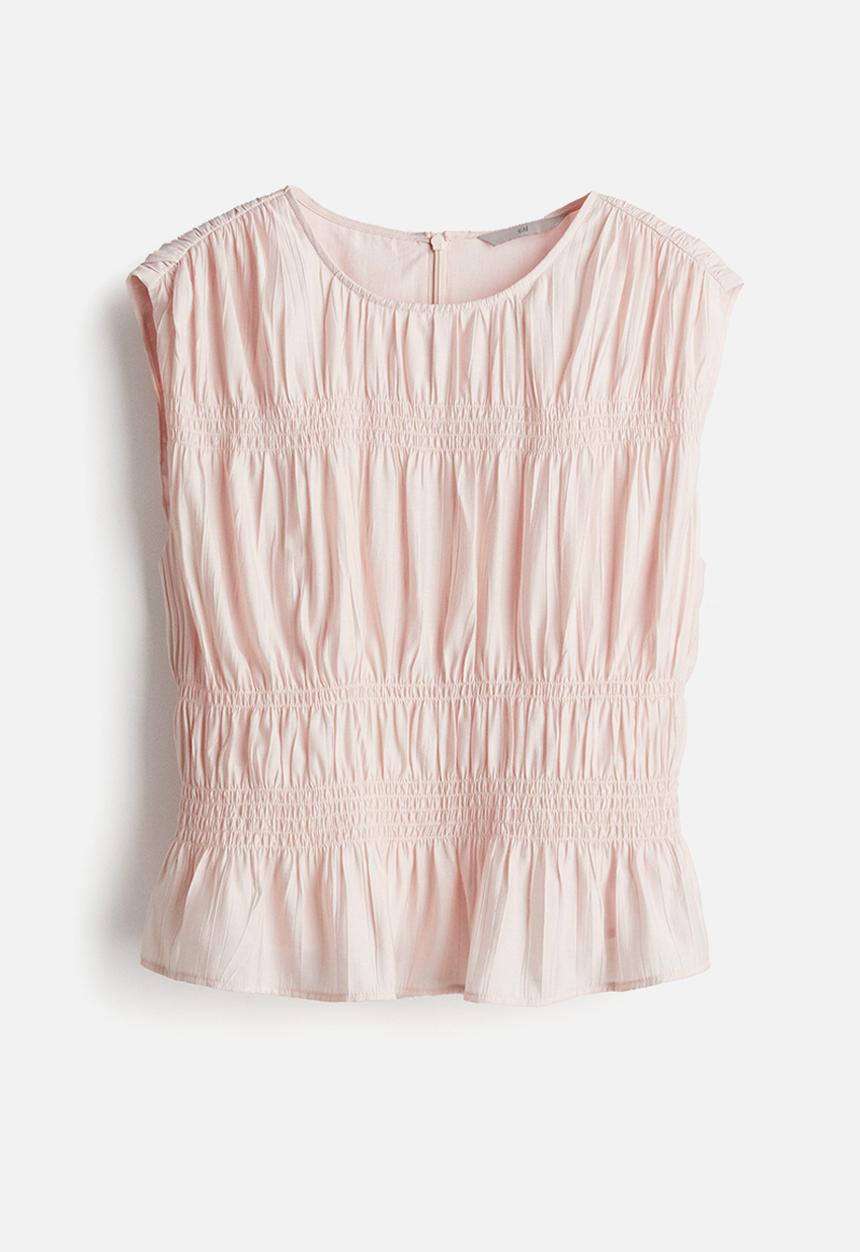 H&M - Smocked top - powder pink