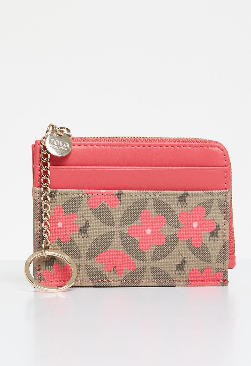 POLO - Meadow l-zip card holder with key ring - coral