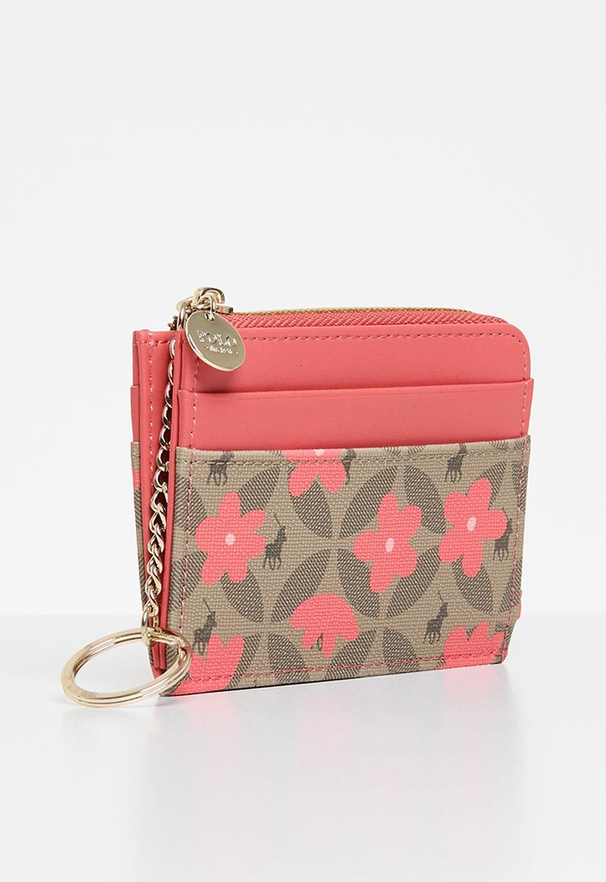 POLO - Meadow l-zip card holder with key ring - coral