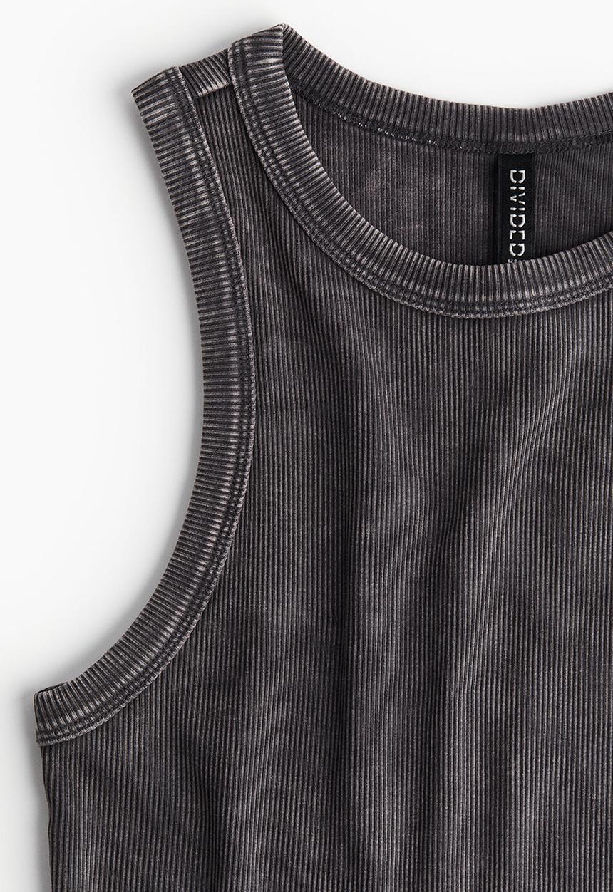 H&M - Ribbed vest top - dark grey/washed