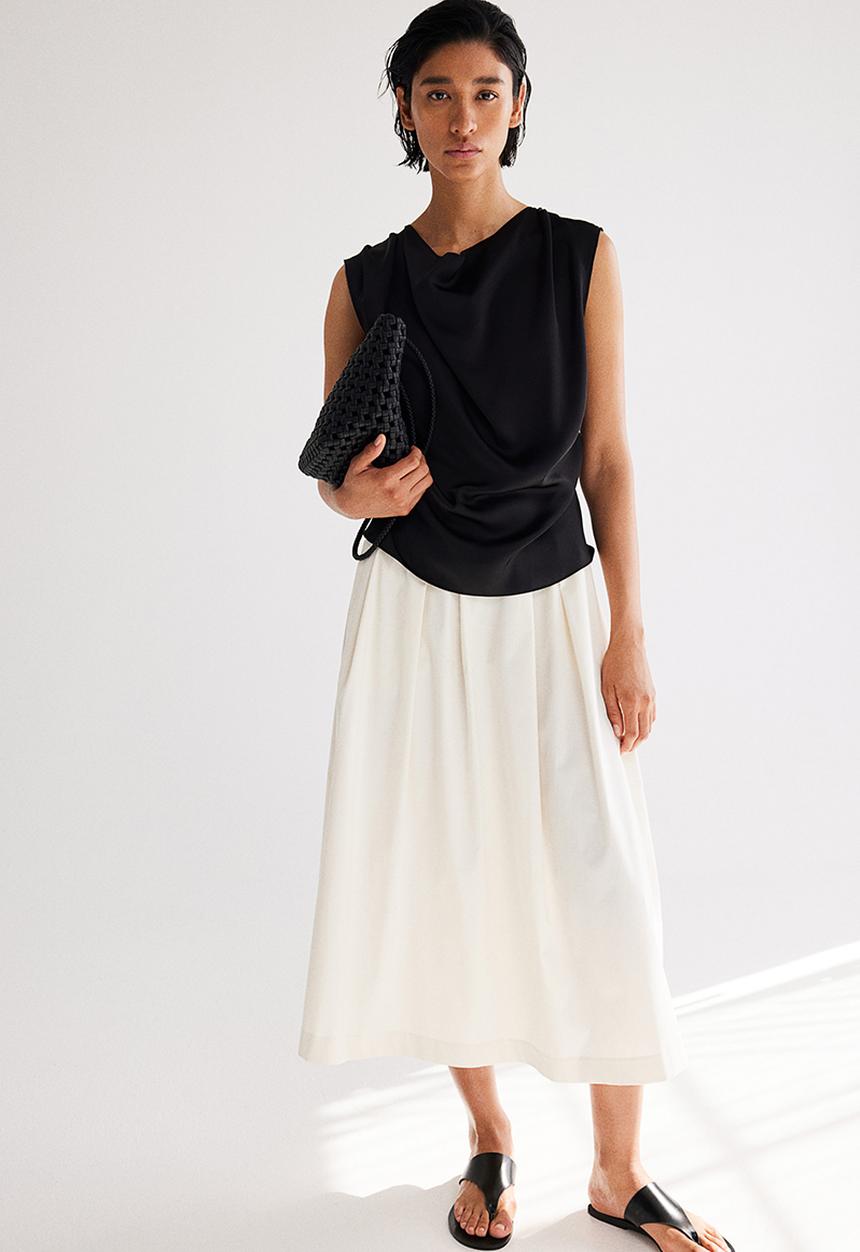 H&M - Draped satin top - black