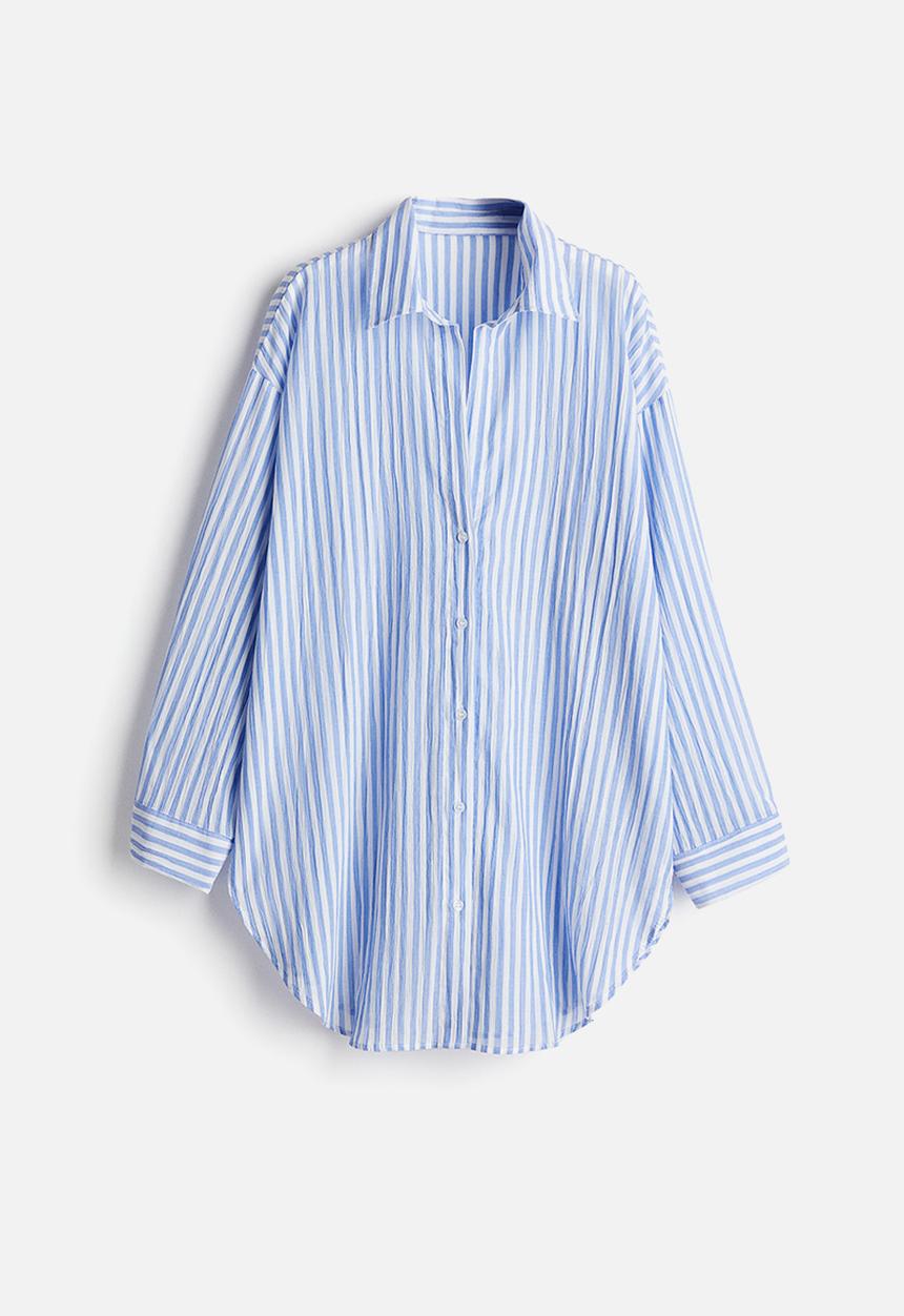 H&M - Cotton beach shirt - blue/striped 