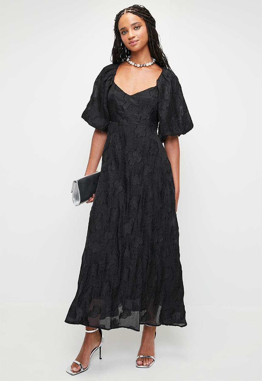 MILLA - Volume sleeve statement maxi dress - black