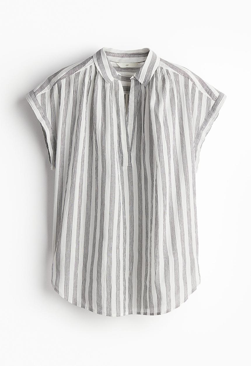 H&M - Cotton blouse - white/striped