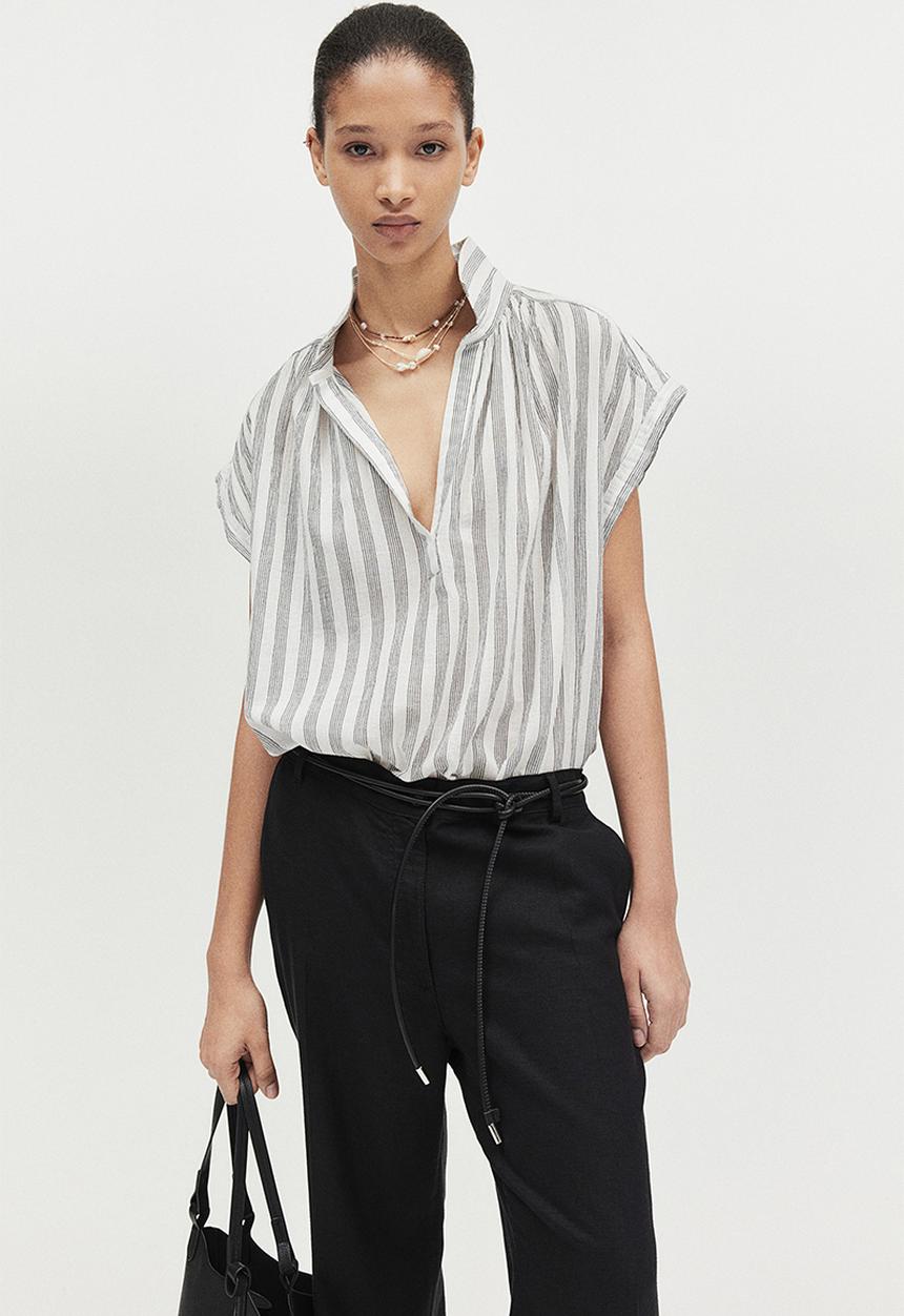 H&M - Cotton blouse - white/striped